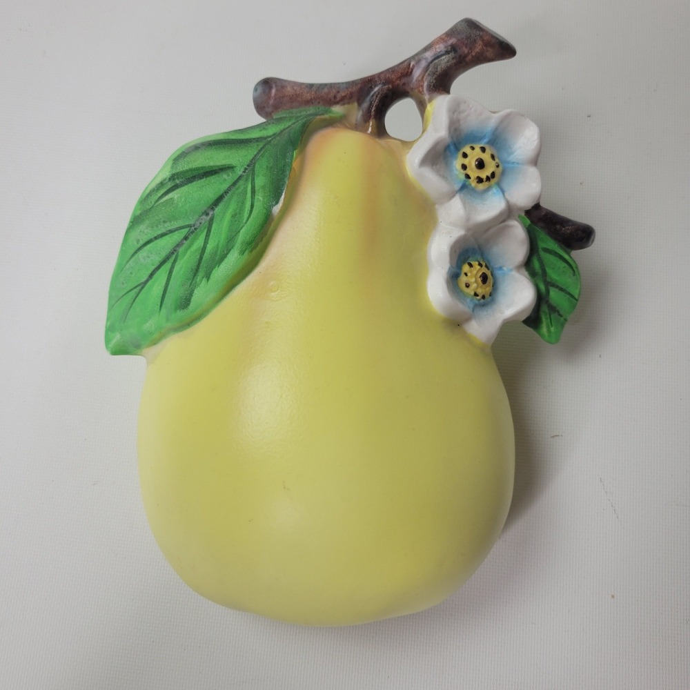 Vintage Lefton Pear Wall Pocket Planter 2088N Ceramic Fruit Japan Yellow